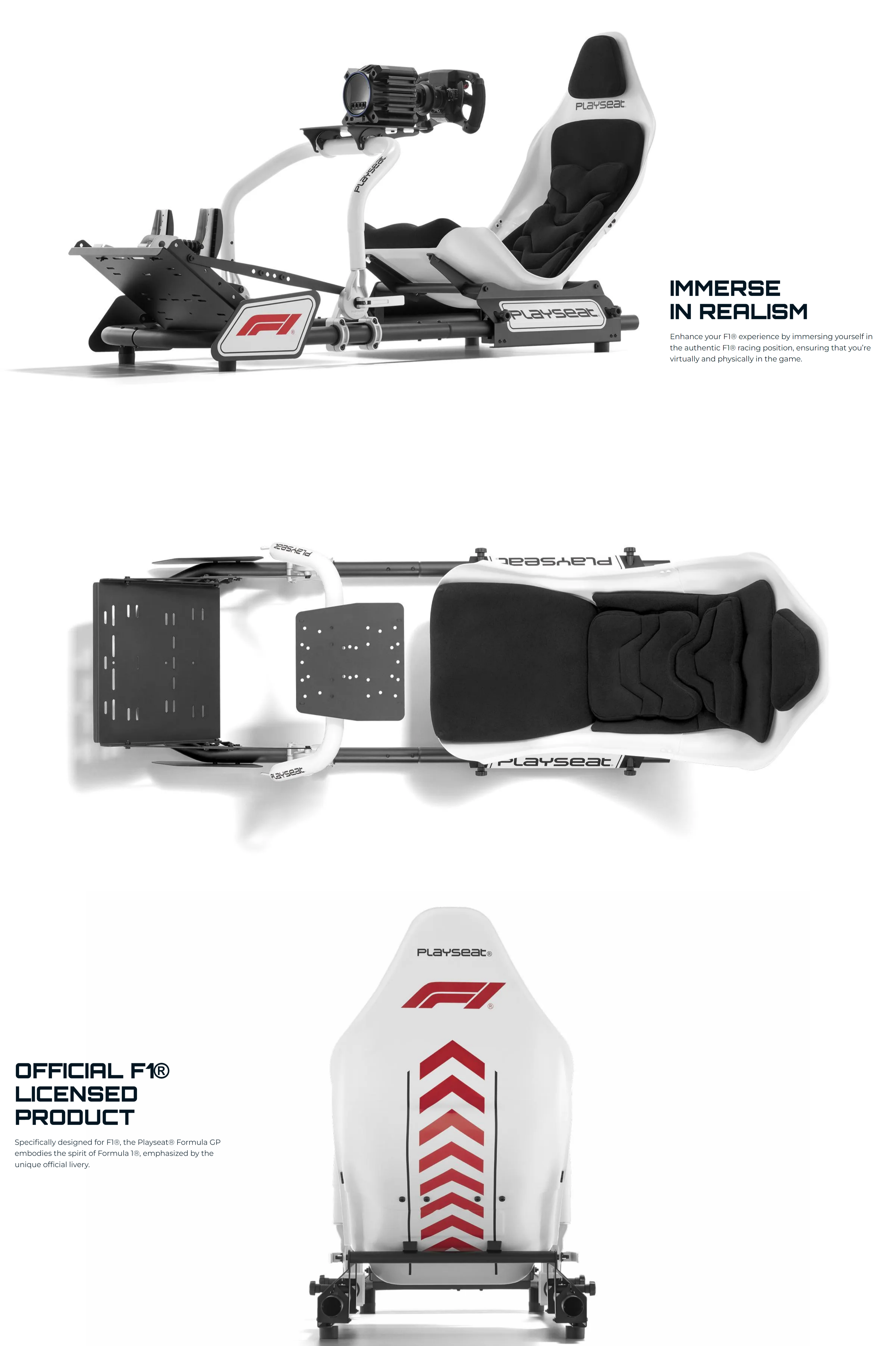 A large marketing image providing additional information about the product Playseat Formula Instinct - Racing Gaming Chair (F1 Limited Edition) - Additional alt info not provided